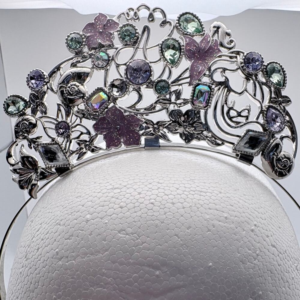 Disney Silver-Tone Ariel Tiara With Green and Purple Accemts